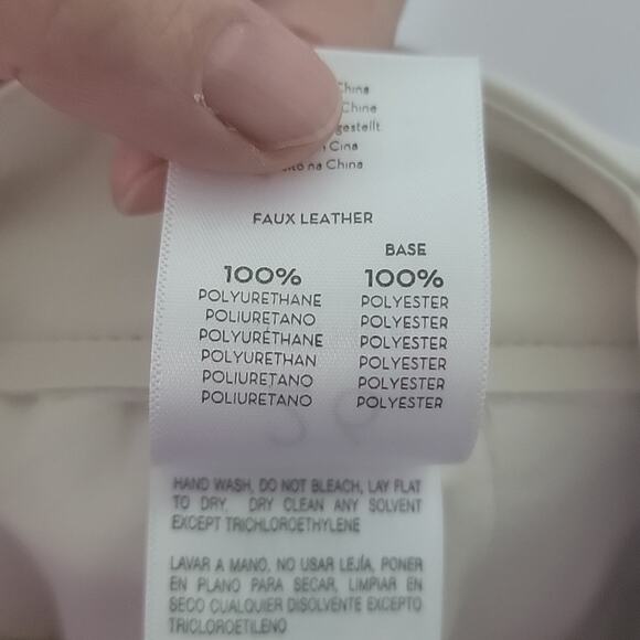 NWT MOTHER Faux Leather Hi Waist Tunnel Vision Pleat Prep Sneak Pant-Egret, 26 - Picture 11 of 11